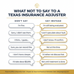 What Not to Say to a Texas Insurance Adjuster What Not to Say to a Texas Insurance Adjuster